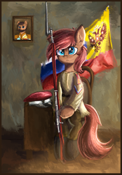 Size: 1392x2000 | Tagged: safe, artist:atlas-66, oc, oc:atlas66, earth pony, pegasus, pony, army, clothes, flag, history, military, russia, russian army, russian empire, uniform, war, weapon