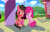 Size: 2917x1889 | Tagged: safe, artist:ace play, pinkie pie, oc, oc:ace play, earth pony, pony, g4, blushing, canon x oc, colt, cute, female, filly, filly pinkie pie, foal, grin, heart, male, playground, ship:pinkieace, shipping, smiling, straight, younger