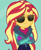 Size: 581x702 | Tagged: safe, screencap, sunset shimmer, human, equestria girls, equestria girls specials, g4, my little pony equestria girls: better together, my little pony equestria girls: holidays unwrapped, winter break-in, aviator sunglasses, cropped, female, solo, sunglasses