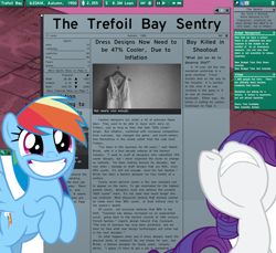 Size: 1920x1757 | Tagged: safe, artist:luckreza8, rainbow dash, rarity, g4, 20% cooler, article, newcity, pony reference, text