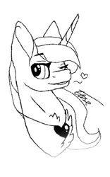 Size: 500x800 | Tagged: safe, artist:inspiredpixels, oc, oc only, pony, unicorn, bust, chest fluff, eyebrows, eyebrows visible through hair, heart, jewelry, one eye closed, pendant, signature, smiling, solo