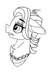 Size: 523x766 | Tagged: safe, artist:inspiredpixels, spoiled rich, earth pony, pony, g4, bust, eye clipping through hair, eyebrows, eyebrows visible through hair, female, floppy ears, frown, gritted teeth, mare, simple background, solo, white background