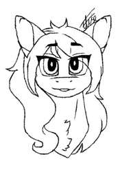 Size: 476x669 | Tagged: safe, artist:inspiredpixels, oc, oc only, pony, bust, eye clipping through hair, eyebrows, eyebrows visible through hair, looking at you, signature, solo