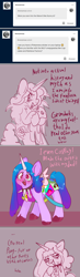 Size: 1280x4379 | Tagged: safe, artist:axollungz, izzy moonbow, pony, unicorn, fanfic:cupcakes, g5, ask, blushing, clothes, collar, cosplay, costume, creepypasta, cutie mark dress, dialogue, fake wings, female, heart tongue, high res, horn, horn necklace, in-universe pegasister, izzymena moonbow, mare, open mouth, plushie, severed horn, sketch, solo, spiked collar, tumblr, unshorn fetlocks
