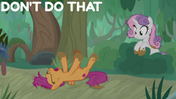 Size: 1280x720 | Tagged: safe, edit, edited screencap, editor:quoterific, screencap, scootaloo, sweetie belle, pegasus, pony, unicorn, g4, growing up is hard to do, season 9, duo, eyes closed, female, lying down, mare, messy mane, mud, muddy, older, older scootaloo, older sweetie belle, on back, open mouth