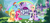 Size: 1666x768 | Tagged: safe, gameloft, applejack, fluttershy, pinkie pie, rainbow dash, rarity, starlight glimmer, twilight sparkle, alicorn, earth pony, pegasus, pony, unicorn, g4, my little pony: magic princess, applejack's hat, book, cowboy hat, crown, flying, hat, jewelry, loading screen, looking at you, mane six, my little pony logo, new crown, rainbow, regalia, school of friendship, twilight sparkle (alicorn), video game