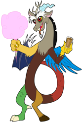 Size: 2251x3385 | Tagged: safe, artist:chibi-n92, discord, draconequus, g4, chocolate, chocolate milk, cotton candy, high res, male, milk, simple background, solo, tongue out, transparent background