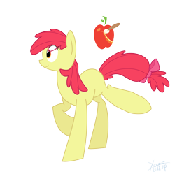 Size: 3210x3200 | Tagged: safe, artist:yaco, apple bloom, earth pony, pony, g4, apple, female, food, high res, mare, older, simple background, solo, transparent background