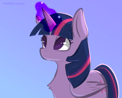 Size: 2500x2000 | Tagged: safe, artist:phlerius, twilight sparkle, alicorn, pony, g4, cute, digital art, female, glowing horn, high res, hooves, horn, mare, simple background, solo, twiabetes, twilight sparkle (alicorn)