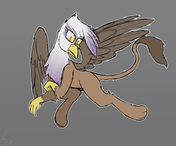 Size: 2400x2000 | Tagged: safe, artist:somber, gilda, griffon, g4, colored, female, flat colors, flying, high res, sketch, solo