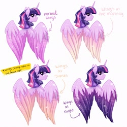 Size: 2048x2048 | Tagged: safe, artist:turtletroutstudios, twilight sparkle, alicorn, pony, g4, alternate design, female, high res, mare, solo, twilight sparkle (alicorn), two toned wings, wings