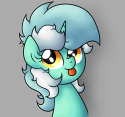 Size: 1693x1582 | Tagged: safe, artist:background basset, lyra heartstrings, pony, unicorn, g4, :p, bust, female, gray background, mare, simple background, solo, tongue out