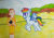 Size: 1280x901 | Tagged: safe, artist:dex stewart, rainbow dash, human, pegasus, pony, g4, kelsey winslow, power rangers, power rangers lightspeed rescue, traditional art, yellow ranger