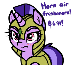 Size: 456x402 | Tagged: safe, artist:neuro, pony, unicorn, blushing, female, frown, guardsmare, helmet, mare, royal guard, solo