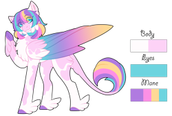 Size: 1480x997 | Tagged: safe, alternate version, artist:nobleclay, oc, oc only, oc:venus, pegasus, pony, colored wings, feathered fetlocks, female, mare, multicolored wings, offspring, parent:princess cadance, parent:shining armor, parents:shiningcadance, reference sheet, simple background, solo, transparent background, wings