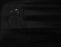 Size: 1749x1357 | Tagged: safe, artist:inspiredpixels, oc, oc only, pegasus, pony, crying, female, floppy ears, hoof hold, mare, signature, solo, teary eyes, teddy bear, vent art