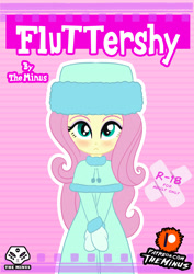 Size: 2480x3507 | Tagged: safe, artist:theminus, fluttershy, human, comic:fluttershy the dark secret, equestria girls, g4, blushing, comic, cover art, female, high res, outfit, show accurate, solo