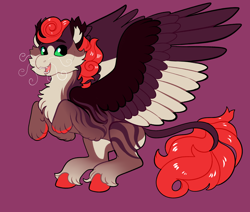 Size: 2600x2200 | Tagged: safe, artist:loryska, oc, oc only, hybrid, pony, female, high res, interspecies offspring, magical lesbian spawn, offspring, parent:pinkie pie, parent:the sphinx, simple background, solo
