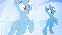 Size: 1920x1080 | Tagged: dead source, safe, artist:dashiesparkle edit, artist:pegasski, edit, trixie, pony, unicorn, g4, abstract background, bipedal, eyelashes, female, horn, mare, open mouth, rearing, smiling, solo, vector, wallpaper, wallpaper edit, zoom layer