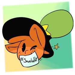 Size: 400x400 | Tagged: artist needed, safe, pony, crossover, hashtag, mouth hold, one eye closed, ponified, savewoy, solo, wander (wander over yonder), wander over yonder, wink