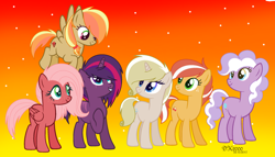 Size: 2472x1416 | Tagged: safe, artist:katja060902, artist:katsubases, oc, oc only, earth pony, pegasus, pony, unicorn, base used, earth pony oc, female, horn, magical lesbian spawn, mare, offspring, parent:applejack, parent:big macintosh, parent:flim, parent:fluttershy, parent:pinkie pie, parent:pokey pierce, parent:rainbow dash, parent:rarity, parent:tempest shadow, parent:trenderhoof, parent:twilight sparkle, parents:appledash, parents:flimjack, parents:fluttermac, parents:pokeypie, parents:tempestlight, parents:trenderity, pegasus oc, unicorn oc