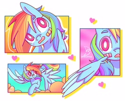 Size: 2790x2265 | Tagged: safe, artist:wavecipher, rainbow dash, pegasus, pony, g4, bandage, bandaid, blushing, female, heart, high res, mare, open mouth, solo, white pupils