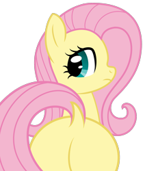 Size: 1727x2039 | Tagged: safe, alternate version, artist:mfg637, derpibooru exclusive, fluttershy, pegasus, pony, g4, .svg available, butt, digital art, dock, female, flutterbutt, looking at you, looking back, mare, plot, simple background, solo, transparent background, vector