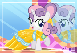 Size: 884x617 | Tagged: safe, artist:interstellar-quartz, sweetie belle, pony, g4, base used, clothes, dress, gala dress, solo