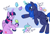 Size: 1111x761 | Tagged: safe, artist:lulubell, princess celestia, princess luna, twilight sparkle, alicorn, pony, g4, backwards cutie mark, colored hooves, cute, floppy ears, freckles, frog (hoof), glowing, glowing horn, horn, magic, magic aura, telekinesis, trio, twilight sparkle (alicorn), underhoof, unshorn fetlocks, water balloon