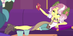 Size: 768x384 | Tagged: safe, screencap, vignette valencia, equestria girls, equestria girls series, g4, inclement leather, cellphone, cropped, female, inclement leather: vignette valencia, phone, pose, smartphone