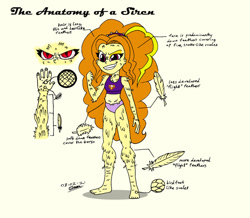 Size: 1024x894 | Tagged: safe, artist:tmntsam, adagio dazzle, equestria girls, g4, alternate universe, anatomy, clothes, feather, furry human, panties, purple underwear, scales, slit pupils, solo, underwear