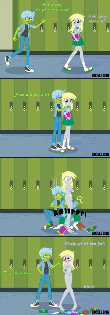 Mlp Derpy Porn Comic - 2657120 - explicit, artist:excelso36, derpy hooves, oc, oc:excelso, human,  equestria girls, ankles, assisted exposure, barefoot, blushing, breasts,  canterlot high, clothed male nude female, clothes, comic, complete nudity,  embarrassed, embarrassed nude
