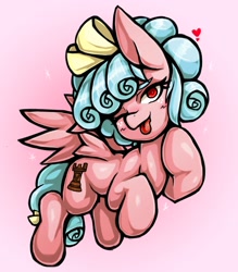 Size: 1543x1764 | Tagged: safe, artist:kyouman1010, cozy glow, pegasus, pony, g4, ;p, female, filly, heart, one eye closed, solo, tongue out, wink