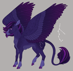 Size: 2459x2391 | Tagged: safe, artist:bluet0ast, oc, oc only, pegasus, pony, colored hooves, constellation, high res, leonine tail, magical lesbian spawn, male, offspring, parent:princess luna, parent:twilight sparkle, parents:twiluna, pegasus oc, signature, simple background, stallion