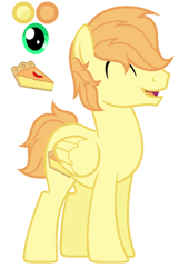 Size: 602x884 | Tagged: safe, artist:cobaltstaryt, oc, oc only, oc:apple pie (cobaltstaryt), pegasus, pony, base used, eyes closed, male, offspring, parent:big macintosh, parent:fluttershy, parents:fluttermac, pegasus oc, simple background, solo, stallion, white background