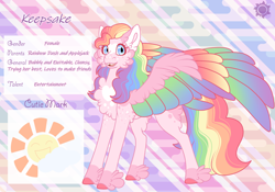 Size: 3500x2454 | Tagged: safe, artist:nobleclay, oc, oc only, oc:keepsake, pegasus, pony, colored wings, female, gradient wings, high res, magical lesbian spawn, mare, multicolored wings, offspring, parent:applejack, parent:rainbow dash, parents:appledash, rainbow wings, solo, wings