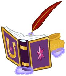 Size: 660x766 | Tagged: safe, artist:starshine-sentryyt, friendship journal, inkwell, magic, no pony, quill, simple background, transparent background