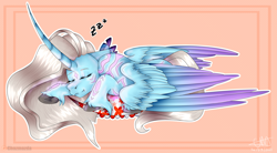 Size: 3492x1932 | Tagged: safe, artist:chazmazda, oc, oc only, oc:the queen, alicorn, earth pony, pegasus, pony, unicorn, carpet, colored wings, cute, diamond, fangs, feather, glowing, gradient, gradient wings, highlight, highlights, hoof fluff, hooves, horn, long hair, markings, photo, shading, shine, sleeping, solo, teeth, wings