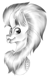 Size: 531x806 | Tagged: safe, artist:chazmazda, oc, oc only, kirin, :p, bust, eye, eyes, outline, patreon, patreon reward, photo, portrait, reward, scales, shade, shaded sketch, shading, simple background, sketch, solo, tongue out, white background