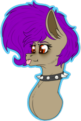 Size: 623x931 | Tagged: safe, artist:chazmazda, oc, oc only, alicorn, earth pony, pegasus, pony, unicorn, :p, accessory, big hair, bust, flat colors, floofy hair, happy, jewelry, lineart, long hair, necklace, outline, photo, portrait, prize, smiling, solo, tongue out