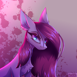 Size: 2500x2500 | Tagged: safe, artist:celes-969, pinkie pie, earth pony, pony, g4, blood, chest fluff, doodle, ear fluff, high res, looking at you, pinkamena diane pie, solo