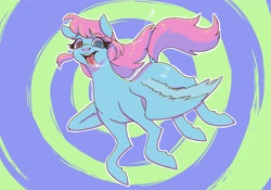 Size: 5905x4133 | Tagged: safe, artist:livzkat, oc, oc only, oc:dipper, pegasus, pony, dribble, drool, floating, insanity, pastel, solo, spit, swirling