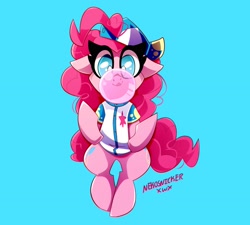 Size: 2775x2500 | Tagged: safe, artist:nekosnicker, pinkie pie, earth pony, pony, g4, baseball cap, bubblegum, cap, cute, diapinkes, food, gum, hat, high res, looking at you, polo shirt, solo, tongue out