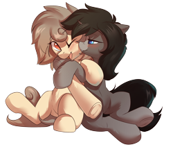Size: 2656x2252 | Tagged: safe, artist:beardie, oc, oc only, earth pony, pony, cheek kiss, high res, kissing, simple background, transparent background