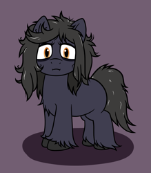 Size: 859x982 | Tagged: safe, artist:scraggleman, oc, oc only, oc:starry sails, earth pony, pony, bags under eyes, chubby, messy mane, simple background, solo, unshorn fetlocks