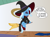Size: 2708x1988 | Tagged: safe, artist:badumsquish, derpibooru exclusive, trixie, pony, unicorn, g4, bewitched bunny, broom, dialogue, eyes closed, eyeshadow, flirting, flying, flying broomstick, hat, house, looney tunes, makeup, ponified, riding, show accurate, sitting, solo, talking to viewer, witch, witch costume, witch hat, witch hazel