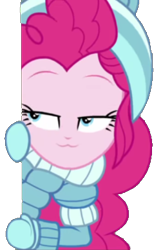 Size: 250x389 | Tagged: safe, edit, edited screencap, screencap, pinkie pie, equestria girls, equestria girls specials, g4, my little pony equestria girls: better together, my little pony equestria girls: holidays unwrapped, winter break-in, :3, background removed, peeking, simple background, solo, transparent background