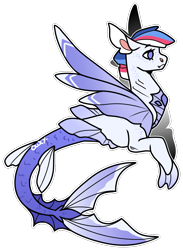 Size: 1022x1400 | Tagged: safe, artist:vintage-owll, oc, oc only, hybrid, merpony, seapony (g4), dorsal fin, fin wings, fins, fish tail, mermaid tail, multicolored hair, simple background, solo, tail, transparent background, wings