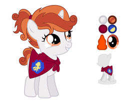 Size: 1280x1055 | Tagged: safe, artist:cobaltstaryt, oc, oc only, oc:bit score, pony, unicorn, base used, cape, clothes, cmc cape, female, filly, offspring, parent:button mash, parent:sweetie belle, parents:sweetiemash, simple background, solo, white background