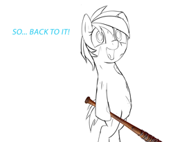 Size: 2090x1722 | Tagged: safe, artist:darkstorm619, oc, oc only, oc:deathwish, pony, baseball bat, bipedal, hoof hold, reference, simple background, sketch, solo, the walking dead, white background
